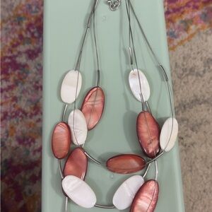 Red and White Layered Bead Necklace